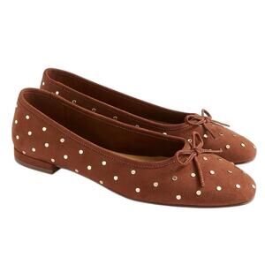 J.Crew Factory Faux Sueded Studded Ballet Flats Brown Size 11 NWT